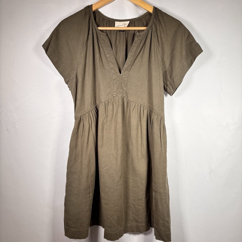 Universal Threads Linen Blend Dress Army Green Boho Womens XS Resort Minimalist